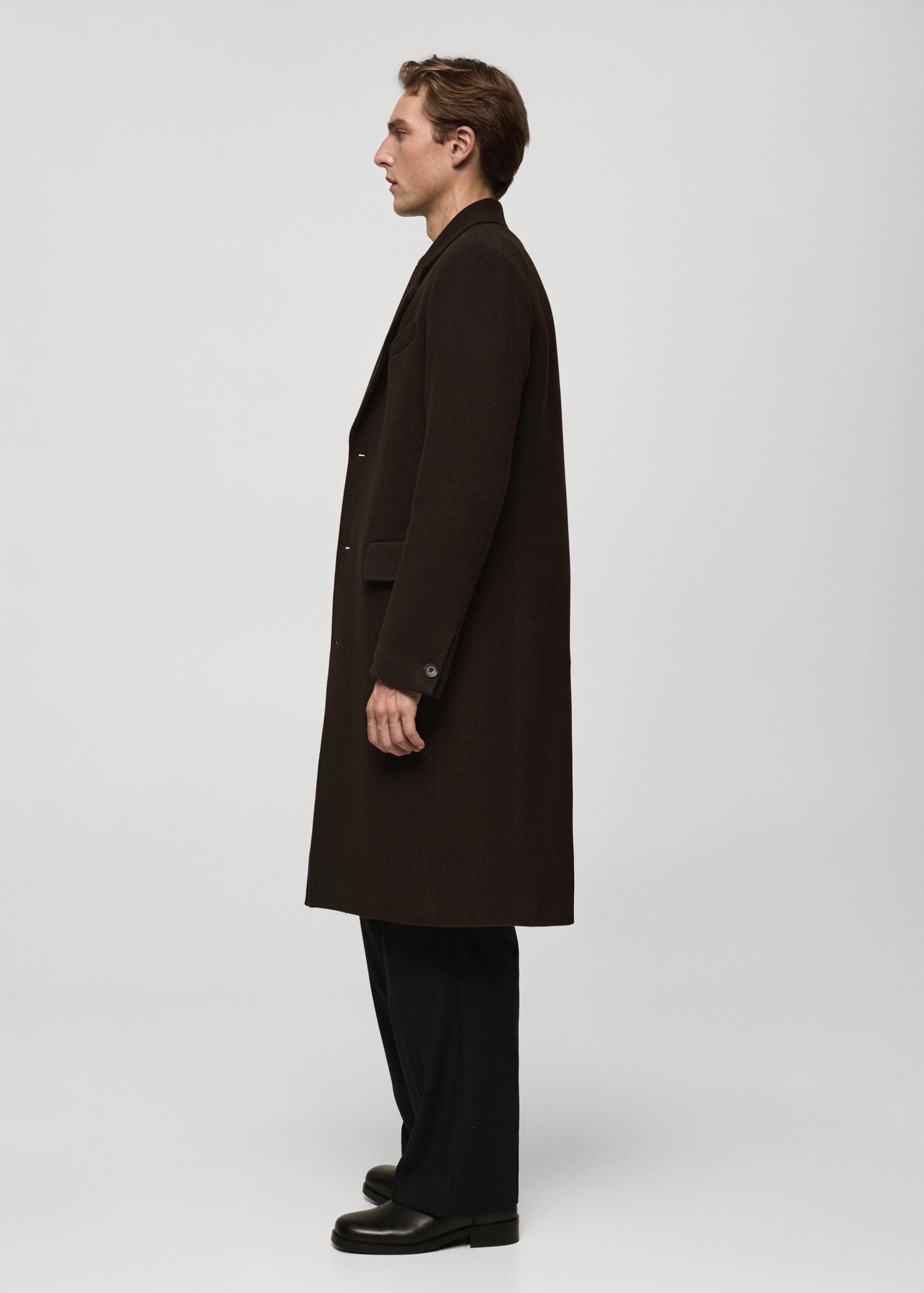Relaxed-fit long wool coat - Men | MANGO USA Product Image