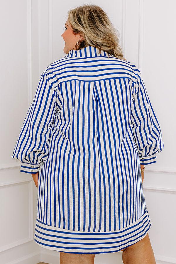 Charleston Charm Stripe Mini Dress in Sapphire Curves Product Image
