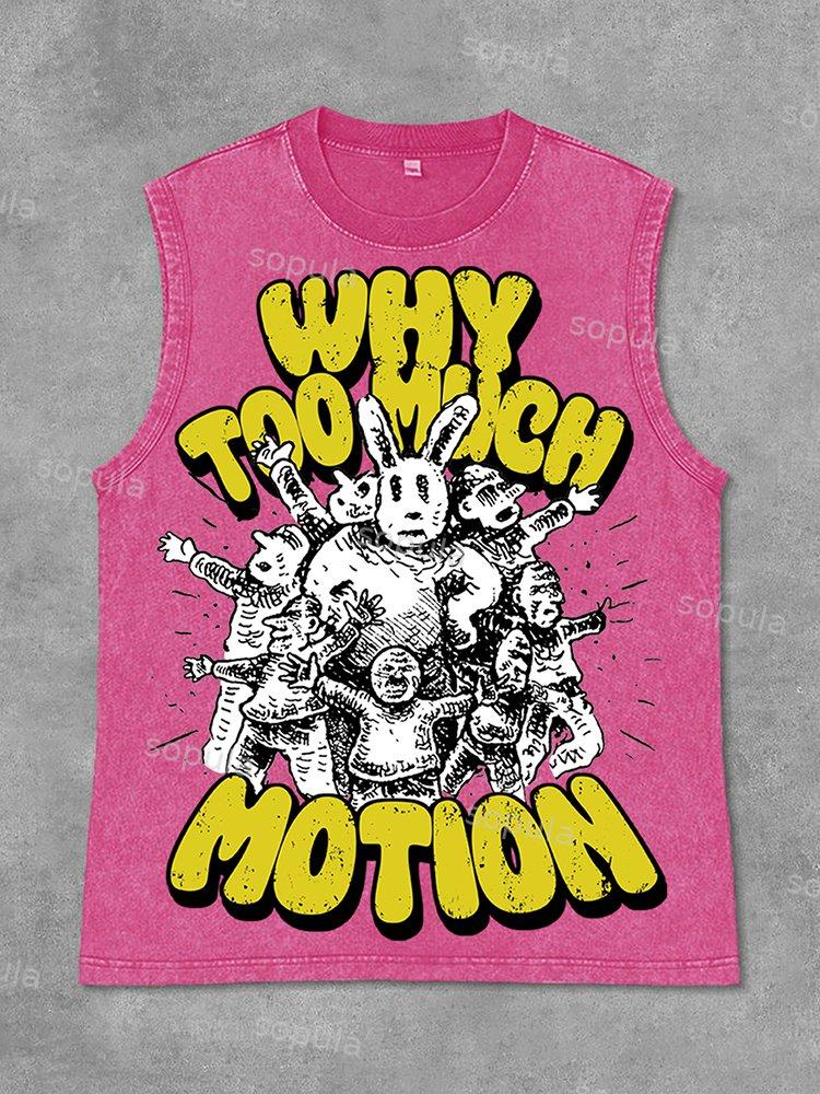 Vintage Why Too Much Motion Graphic Print Acid Washed Sleeveless Tank Top Product Image