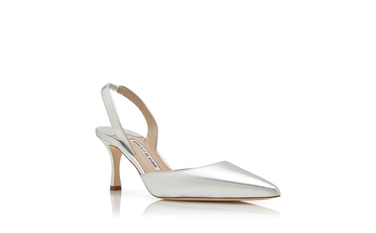 CAROLYNE 70 Silver Nappa Leather Slingback Pumps Product Image
