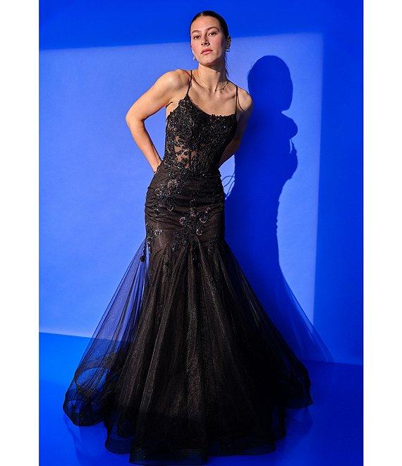 GB Mermaid Beaded Applique Lace Back Gown Product Image