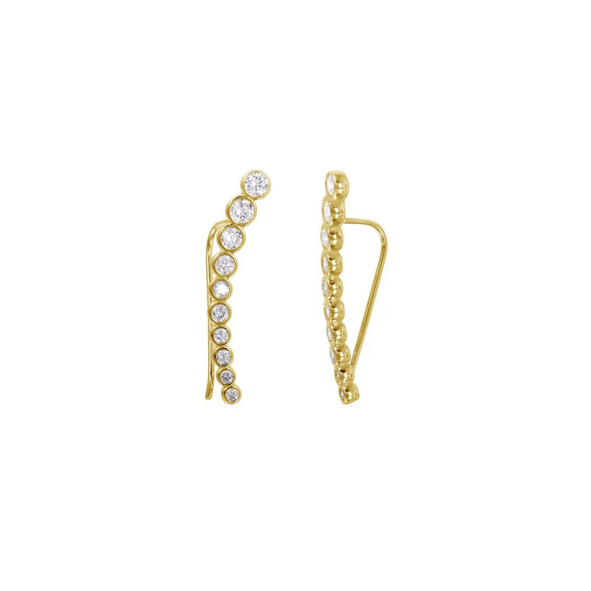 Adornia 14k Gold Plated Cubic Zirconia Climber Earrings, Women's, Gold Tone Product Image
