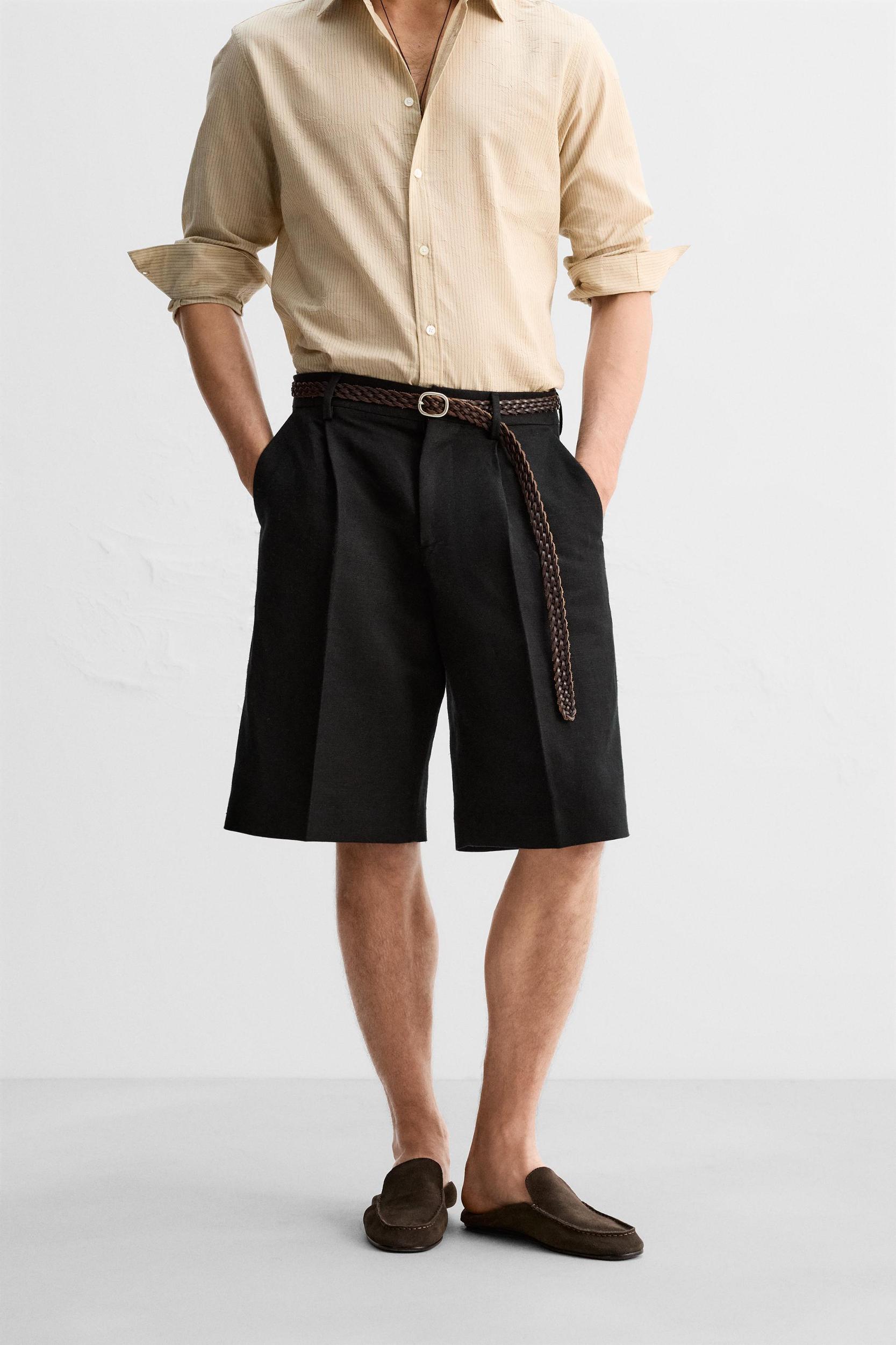LIMITED EDITION LINEN COTTON PLEATED SHORTS Product Image