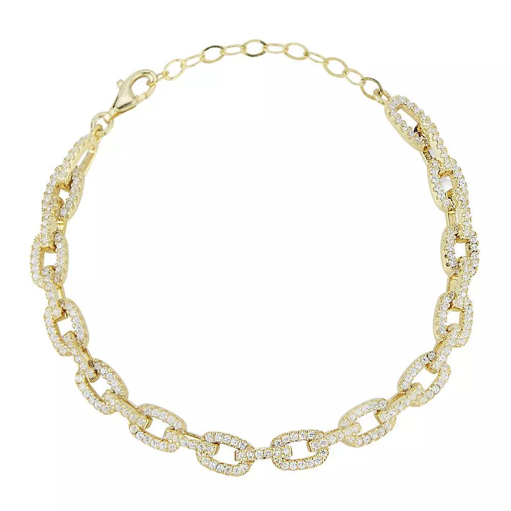 Sunkissed Sterling Cubic Zirconia Link Bracelet, Women's, Size: 7", Gold Tone Product Image