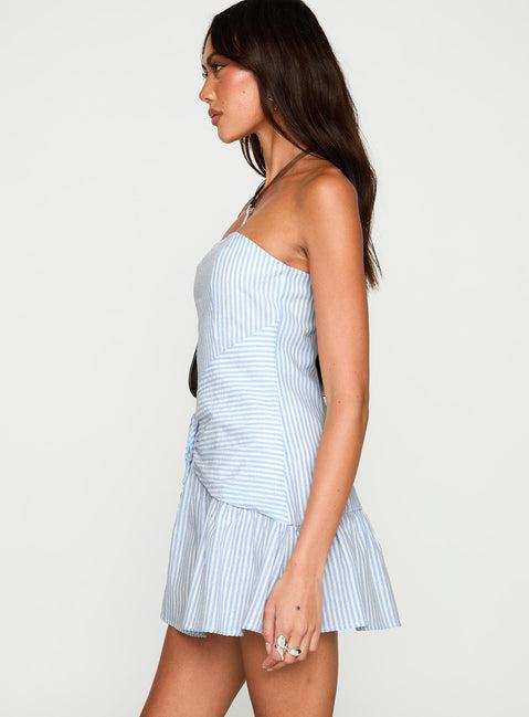 Archetype Strapless Mini Dress Blue Stripe Product Image