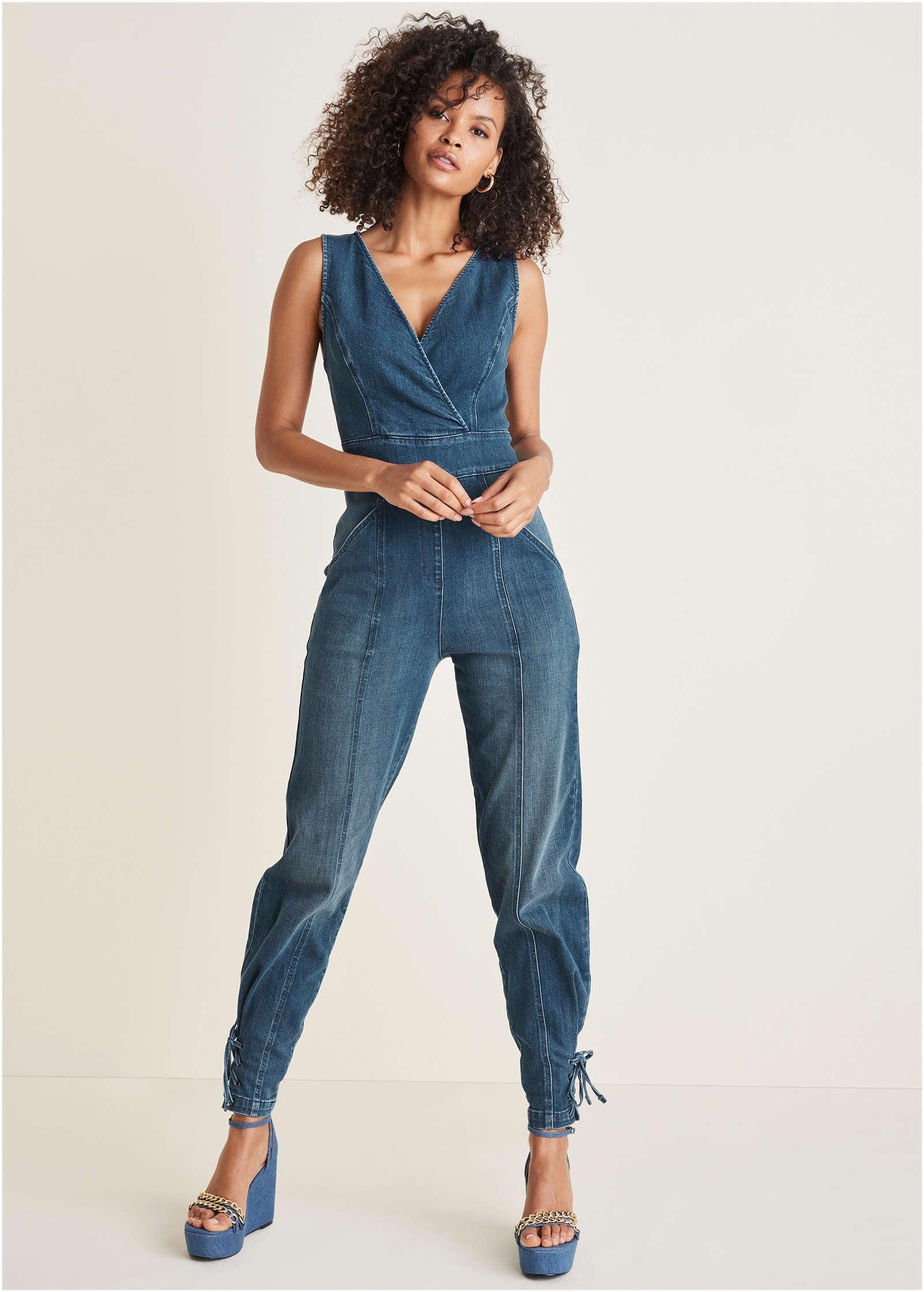 Denim Utility Jumpsuit - Medium Wash Product Image