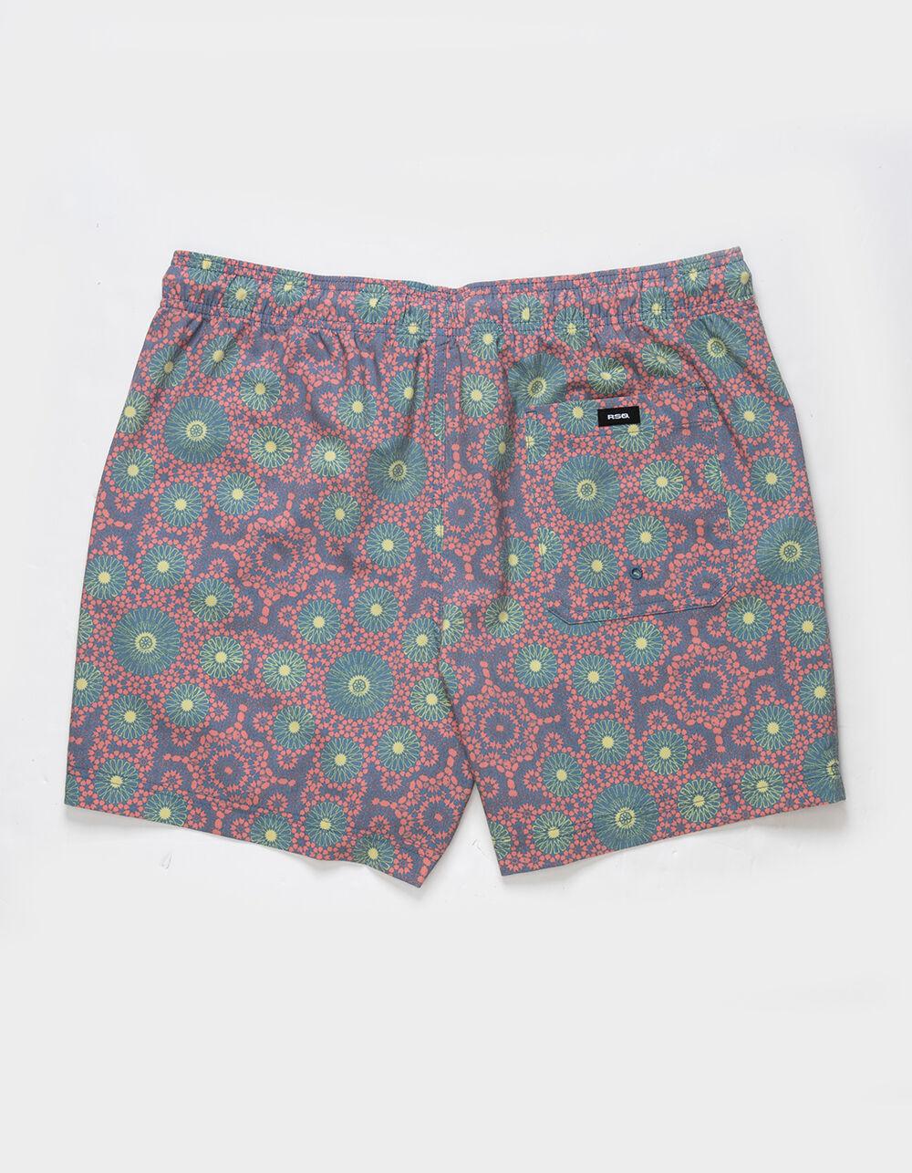 RSQ Mens Floral Tile 5'' Swim Shorts - CORAL Product Image