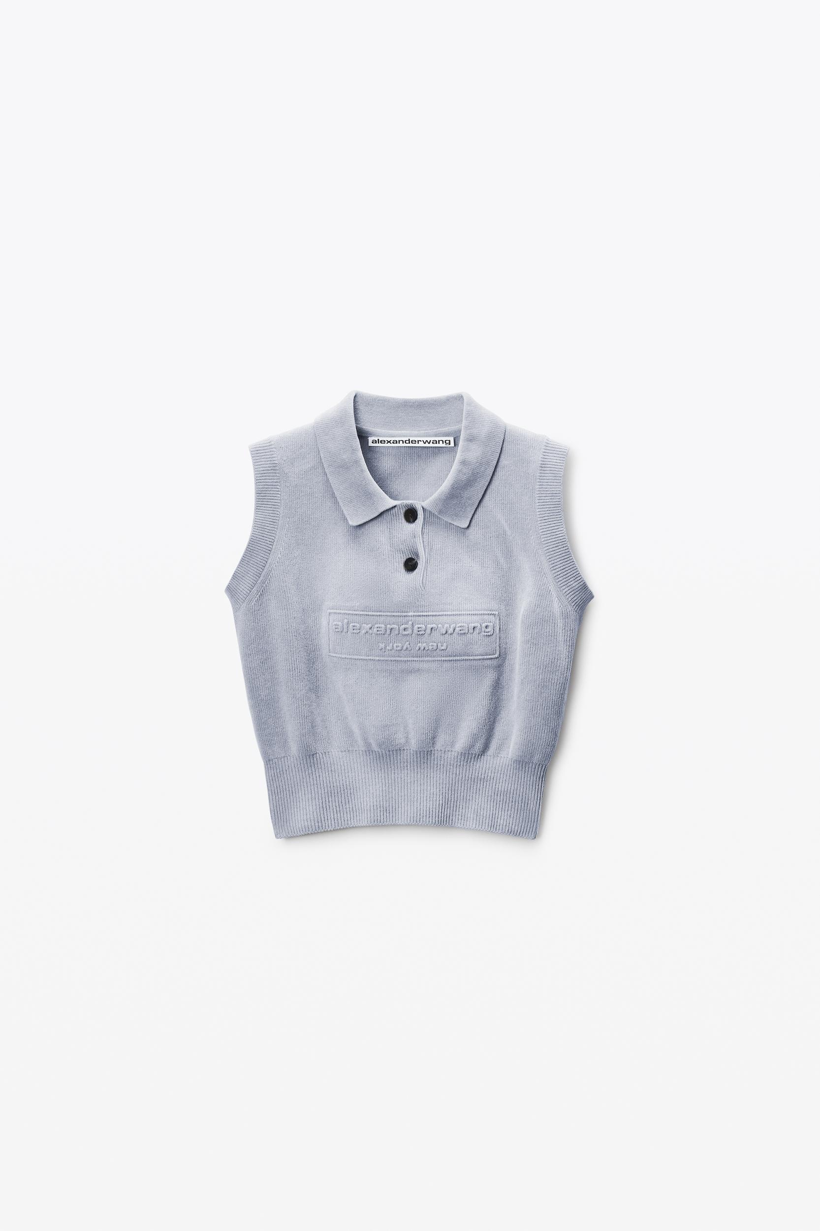 Grey Cotton-blend Chenille Logo Polo Product Image