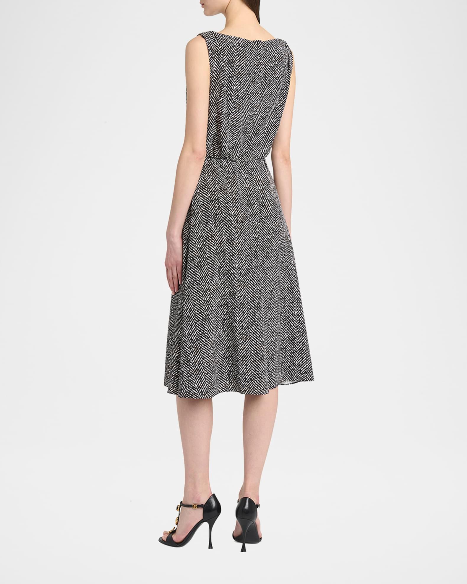 Draped Chevron Crepe Midi Dress Product Image