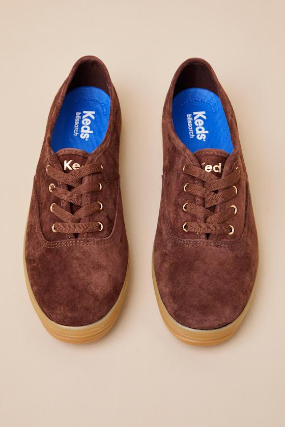 Champion Luxe Chocolate Suede Lace-Up Sneakers Product Image