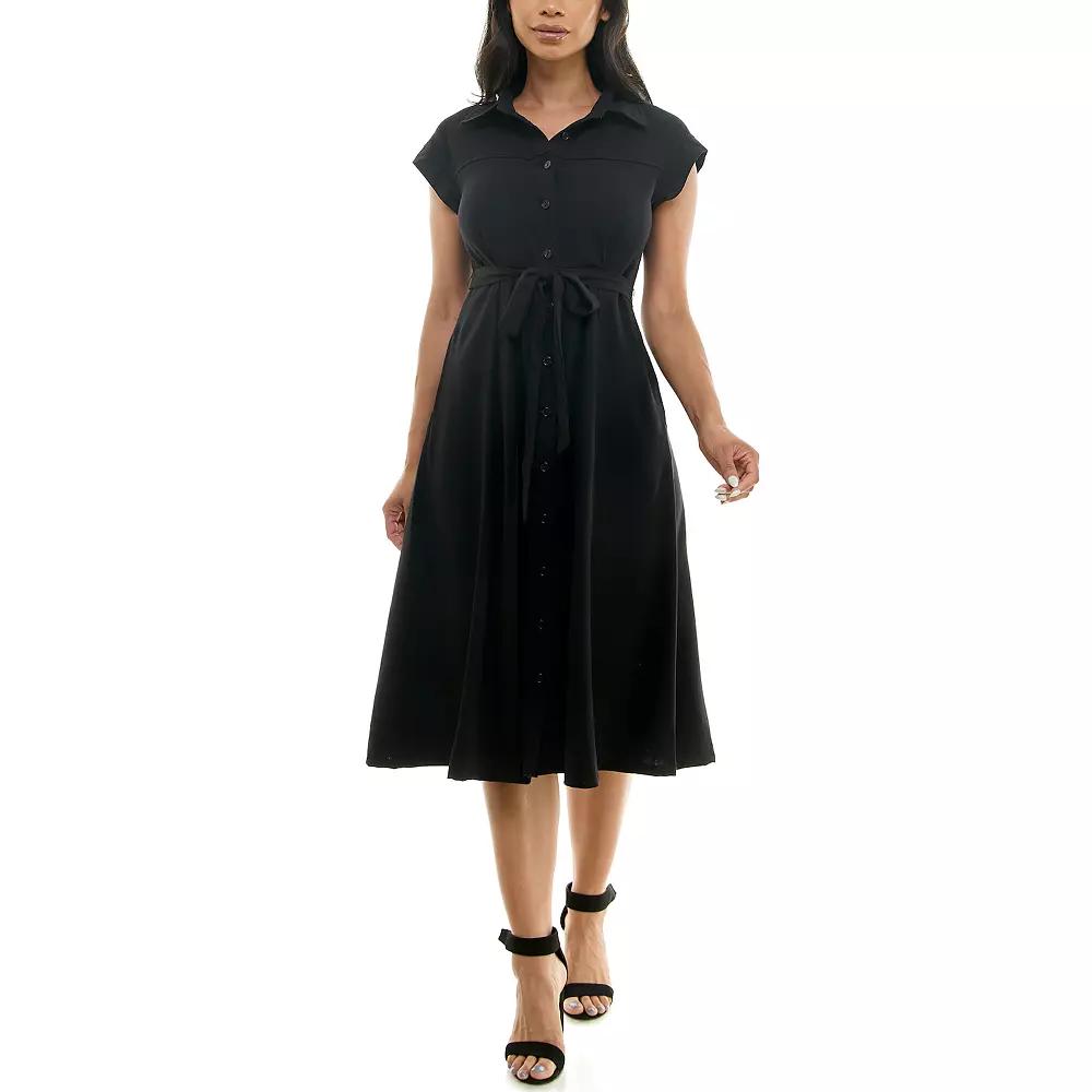 Women's Nina Leonard Collared Shirt Dress, Size: Small, Black Product Image
