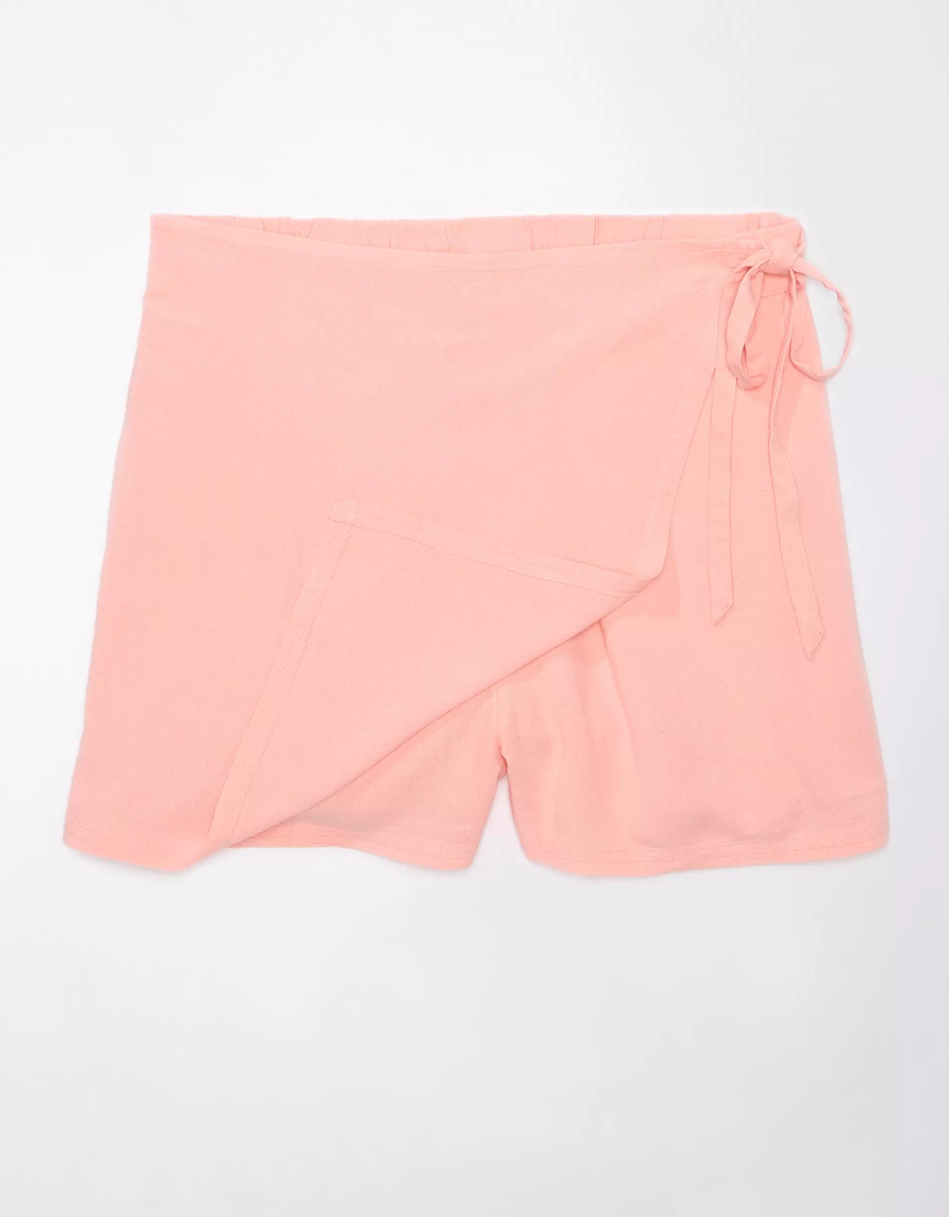 AE Linen-Blend Faux Wrap Skort Product Image