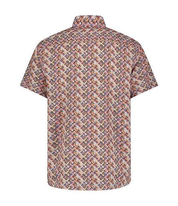 Visconti Multi-Color Stamp Print Stretch Short Sleeve Woven Shirt Product Image