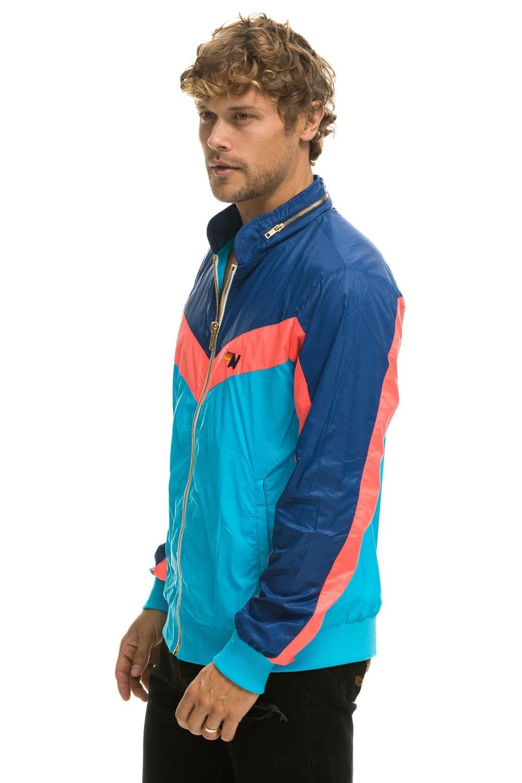 MEN'S WINDBREAKER JACKET- NEON BLUE Male Product Image