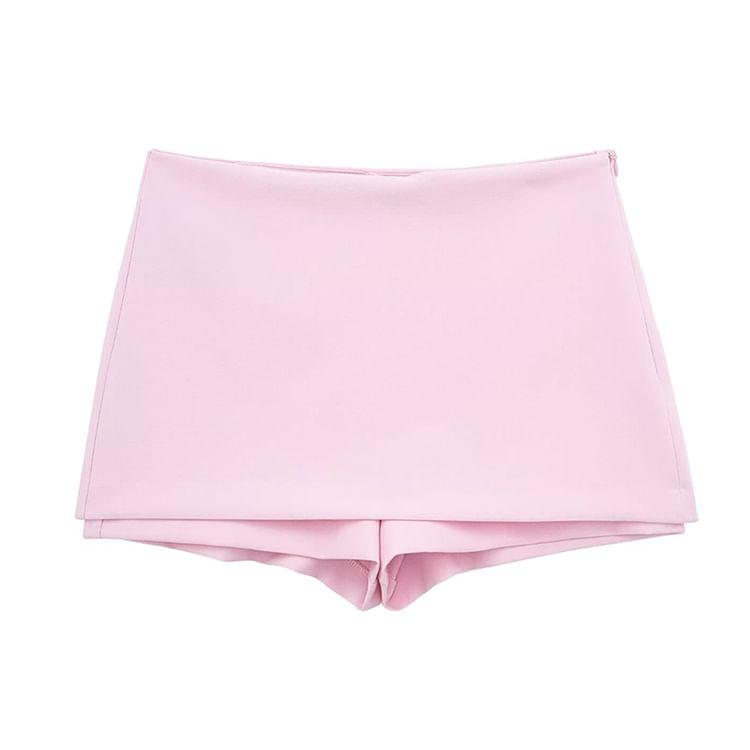 Halter Collar Plain Zip Tank Top / Skort / Set Product Image