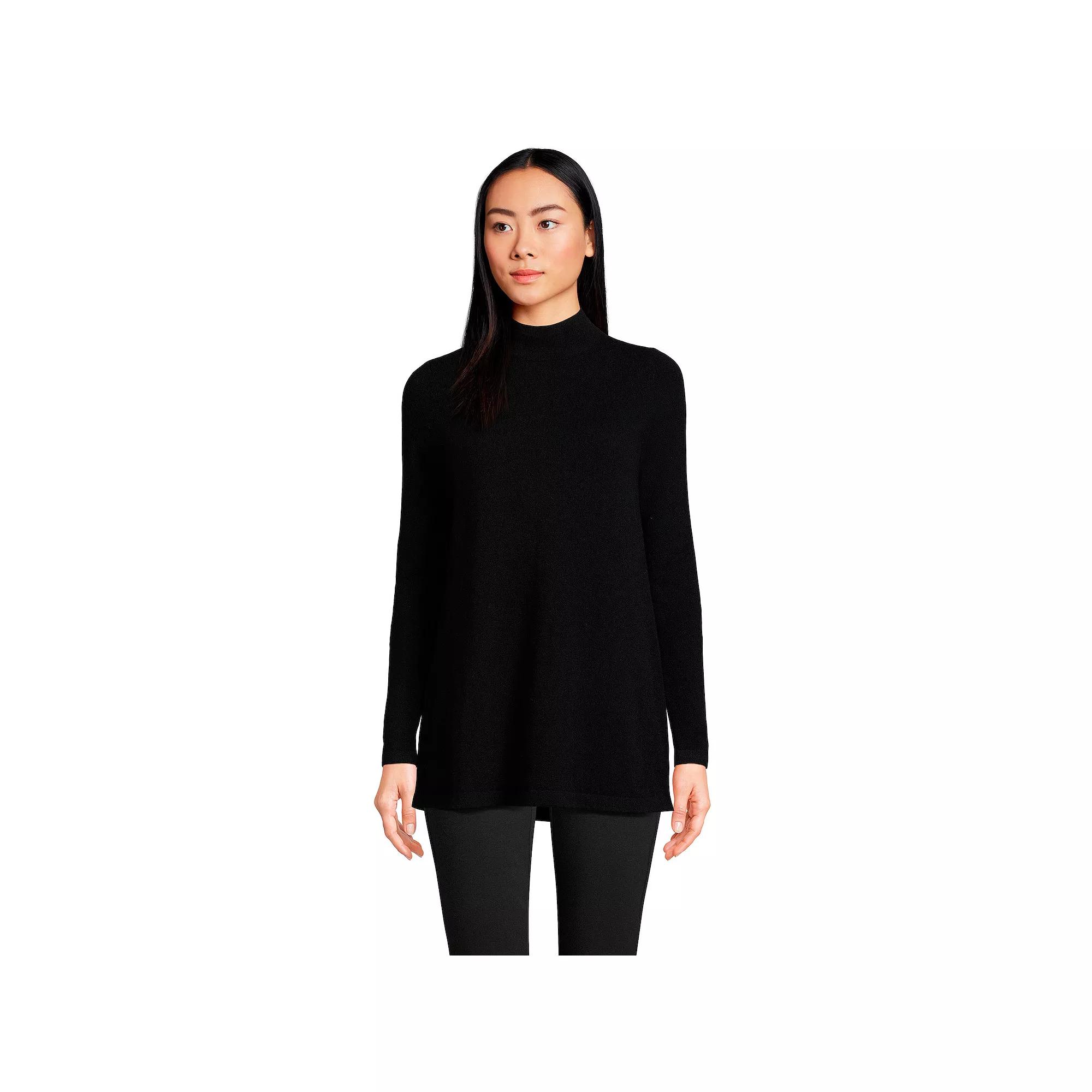 Women's Lands' End Cashmere Mock Neck Swing Tunic Sweater,  Product Image