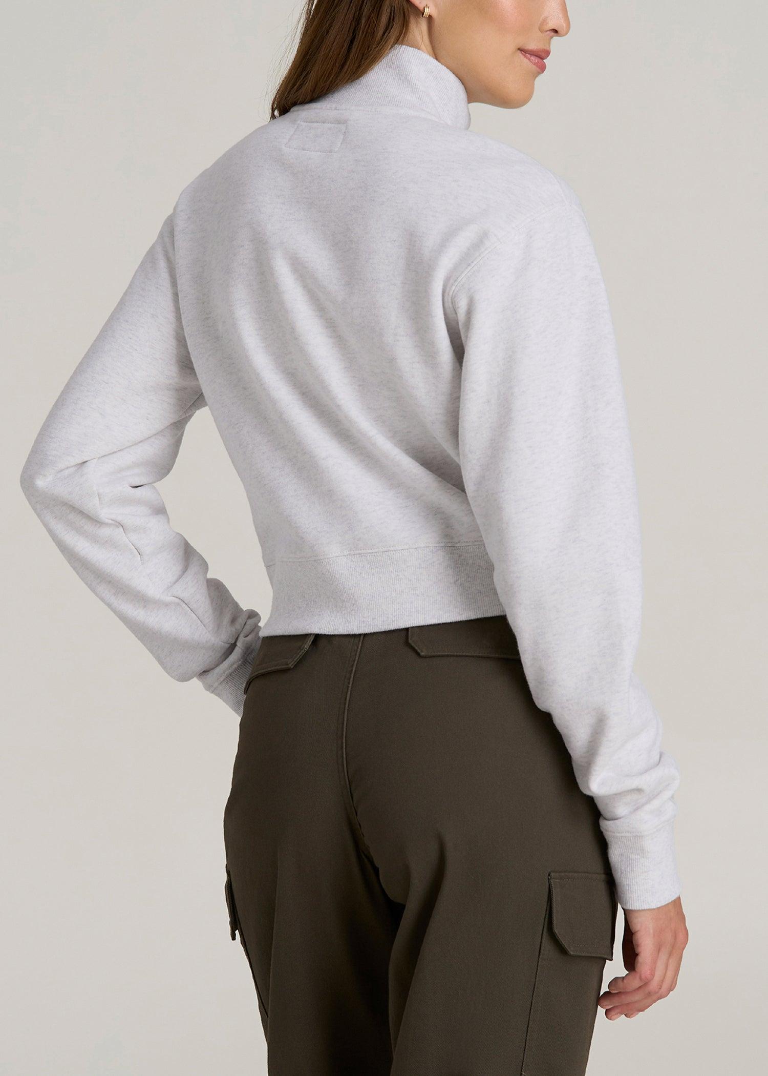Wearever 2.0 Fleece Half-Zip Cropped Sweatshirt for Tall Women in Heather Cloud White Female Product Image