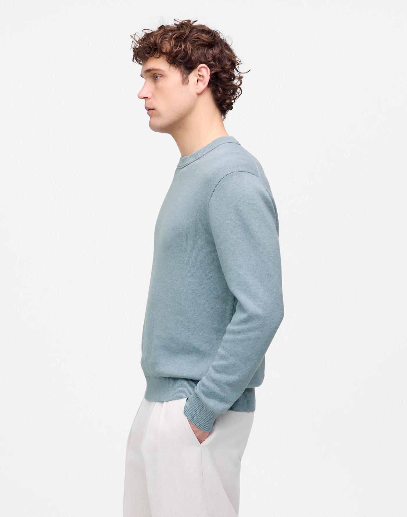 Crewneck Sweater in Lightweight Cotton-Linen Blend Product Image