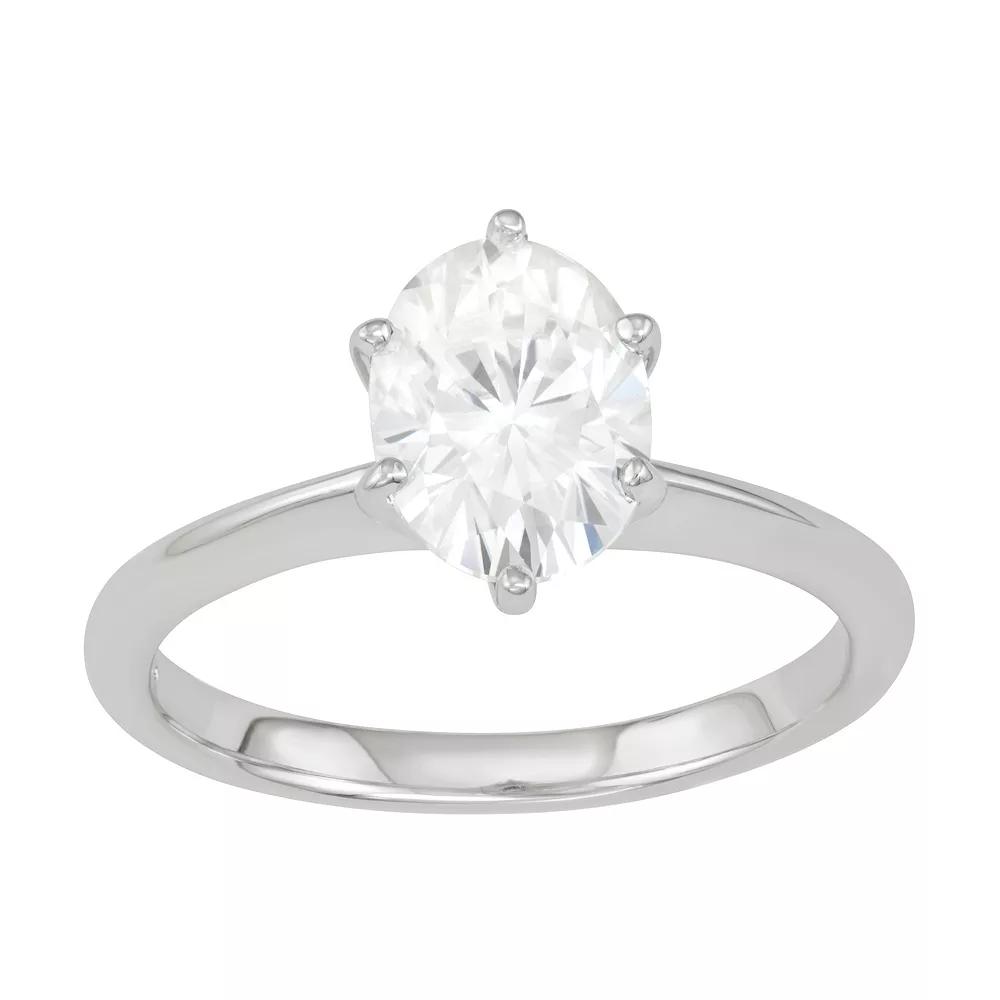 Charles & Colvard 14k White Gold 2 1/10 Carat T.W. Lab-Created Moissanite Oval Solitaire Engagement Ring, Women's,  Product Image