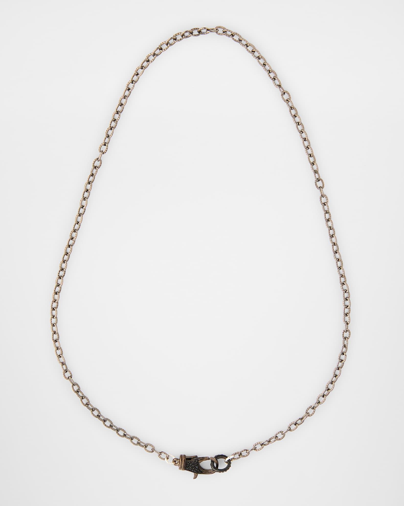 Rhodium-Plated Sterling Silver Chain Necklace with Diamond Clasp Product Image