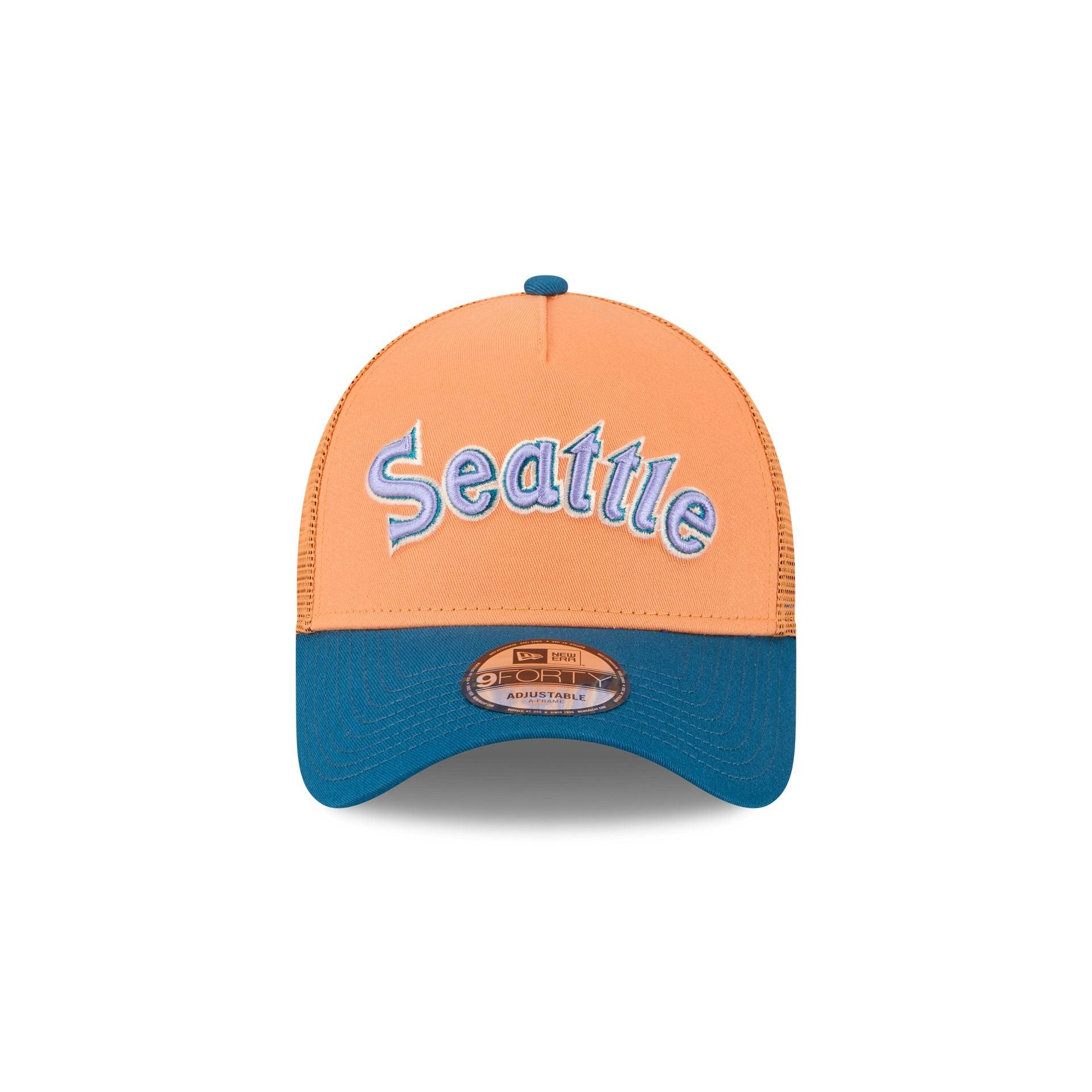 Seattle Mariners Orange Glaze 9FORTY A-Frame Trucker Hat Male Product Image