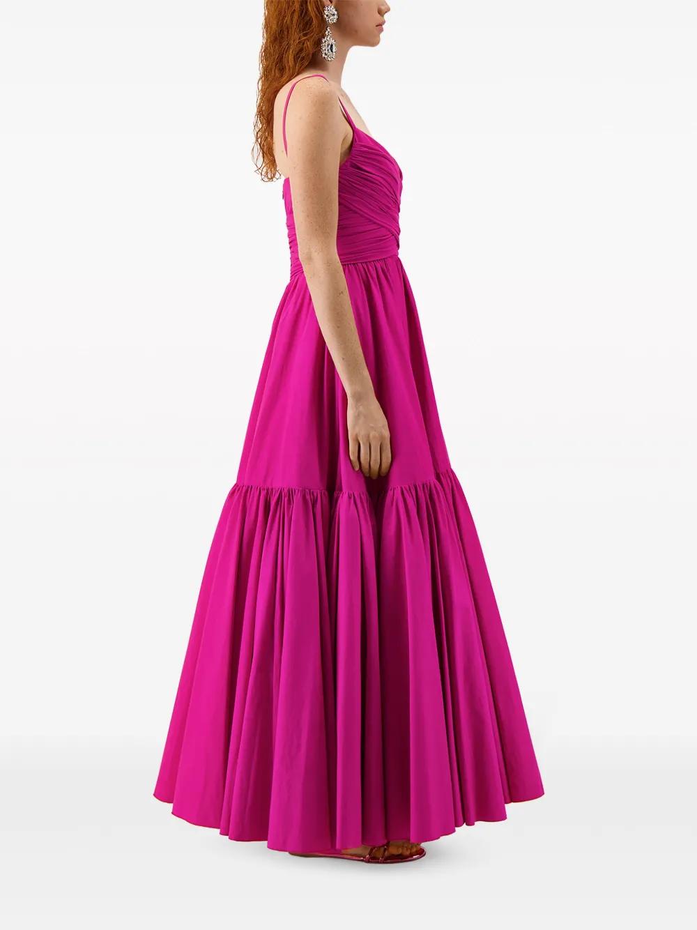 gathered-detail flared maxi dress Product Image