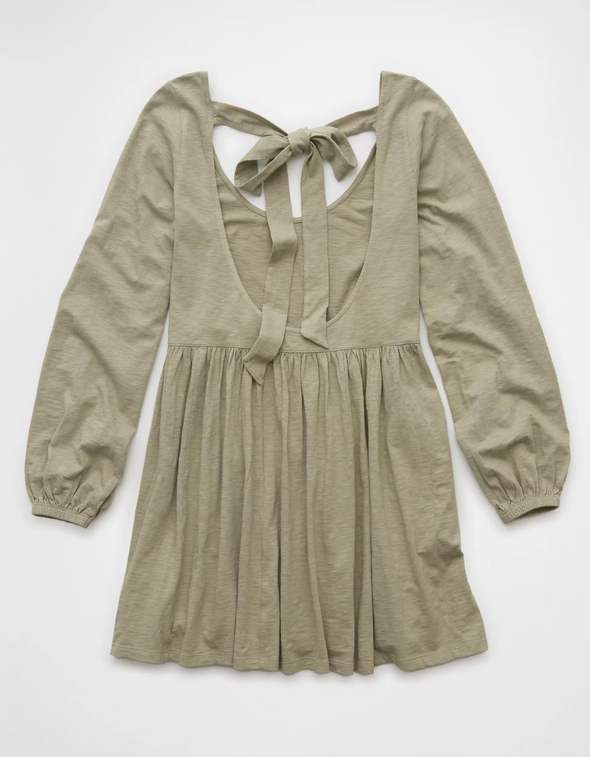 AE Sunchaser Knit Long-Sleeve Scoop Neck Mini Dress Product Image