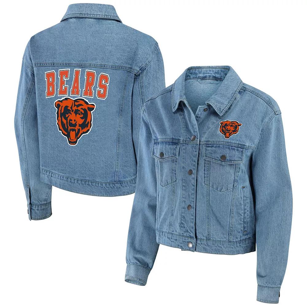 Women's WEAR by Erin Andrews Chicago Bears Full-Snap Denim Jacket, Size: XS, Blue Product Image