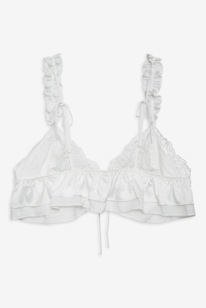Butterfly Lace Ruffle Bralette — White Product Image