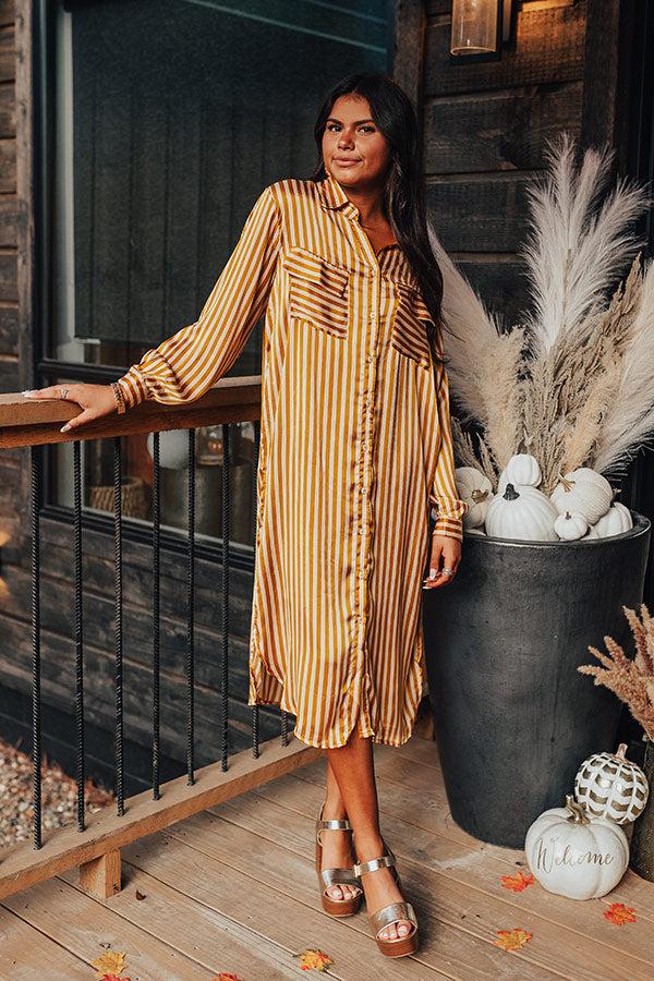 Clean Slate Stripe Midi In Mustard Product Image