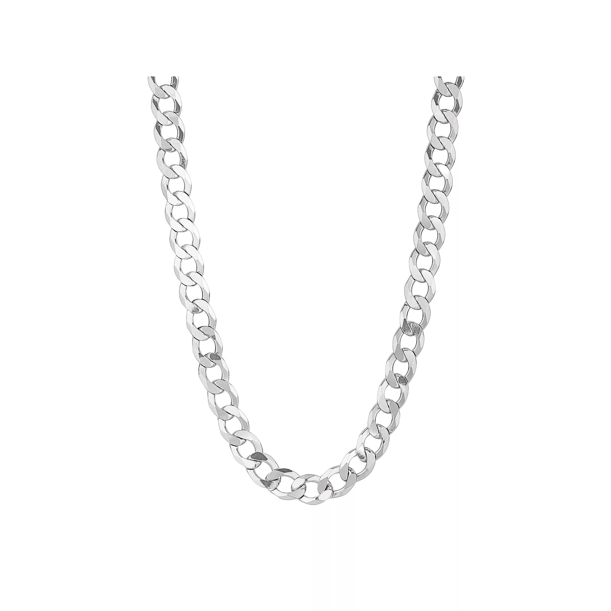 Sterling Silver Curb Chain Necklace -22-in. - Men, Men's, Size: 22", Rhodium Product Image
