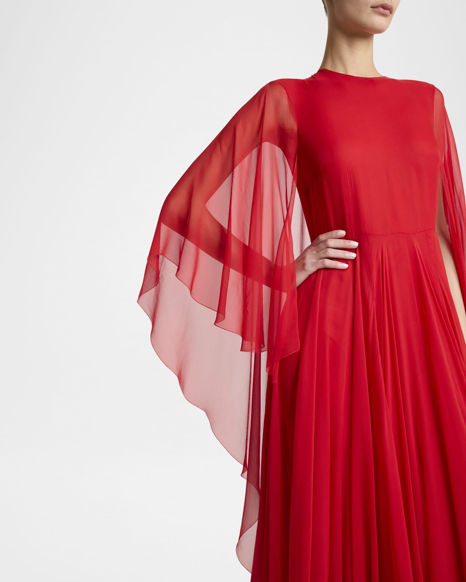 Chiffon Draped Cape Gown Product Image