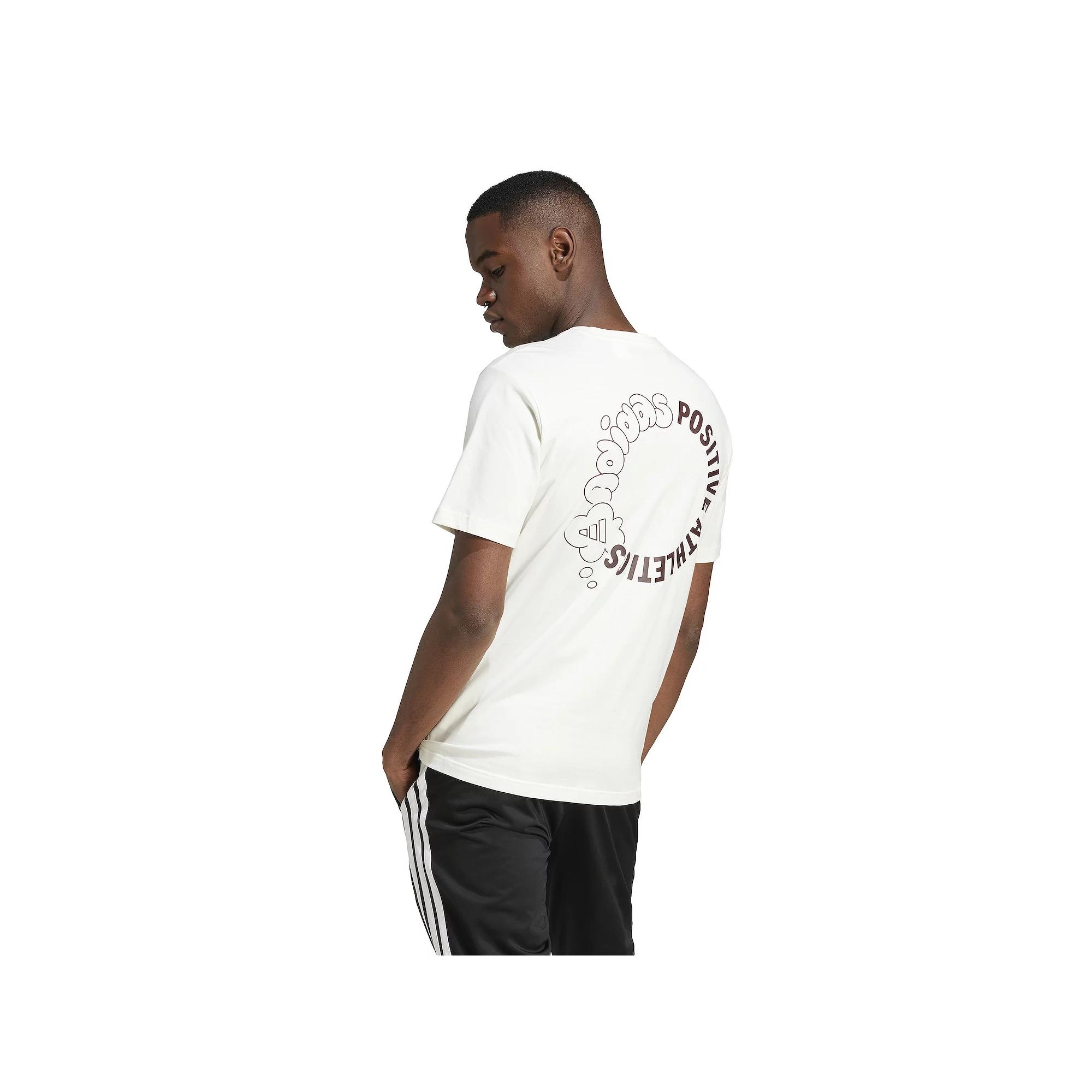 adidas Lounge Verbiage Circle Graphic Tee Off White XL Mens Product Image