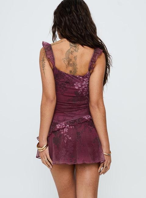 Ballad Floral Ruffle Mini Dress Multi Product Image