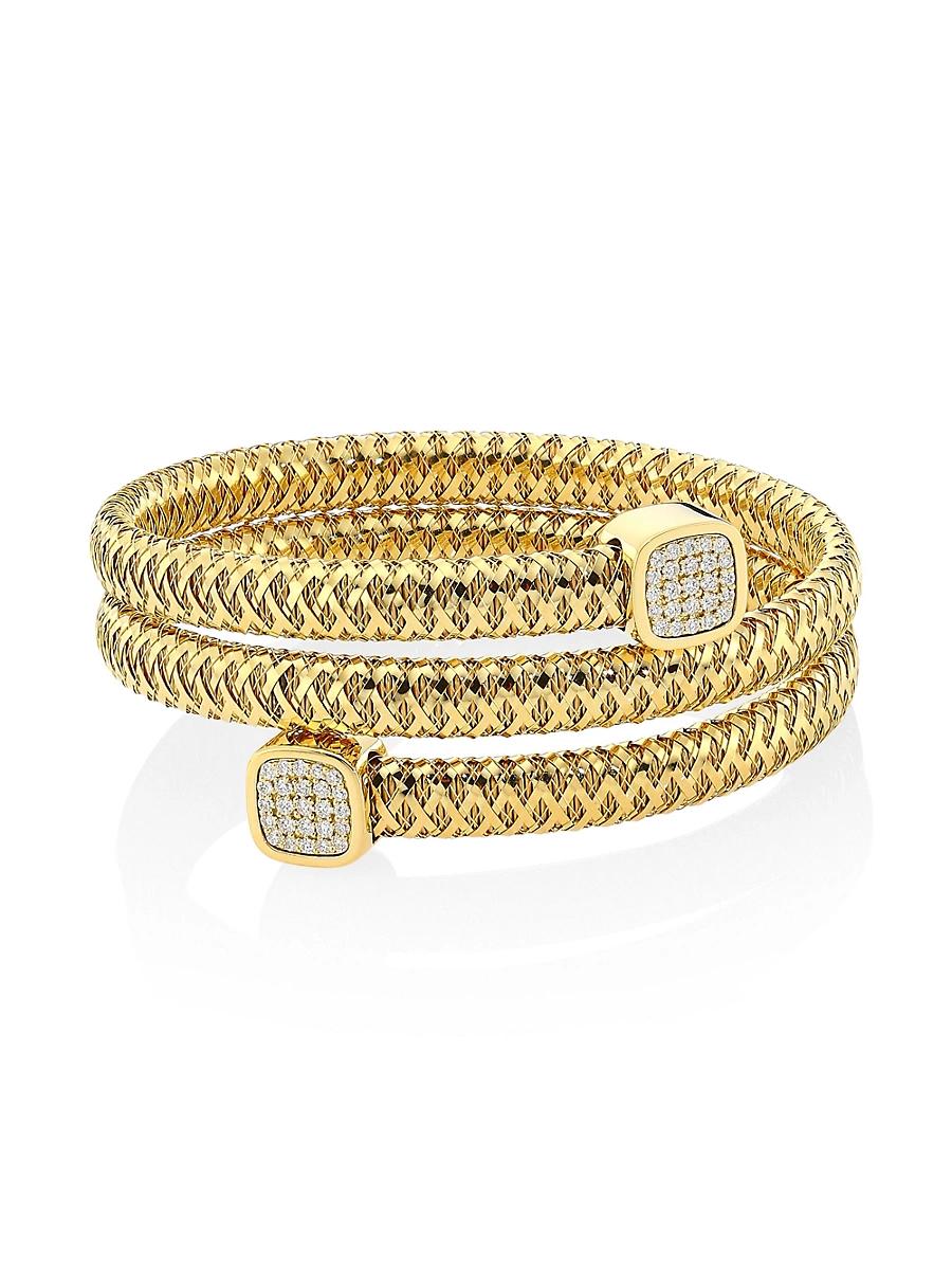 Womens Primavera 18K Yellow Gold & Diamond Coiled Wrap Bracelet Product Image
