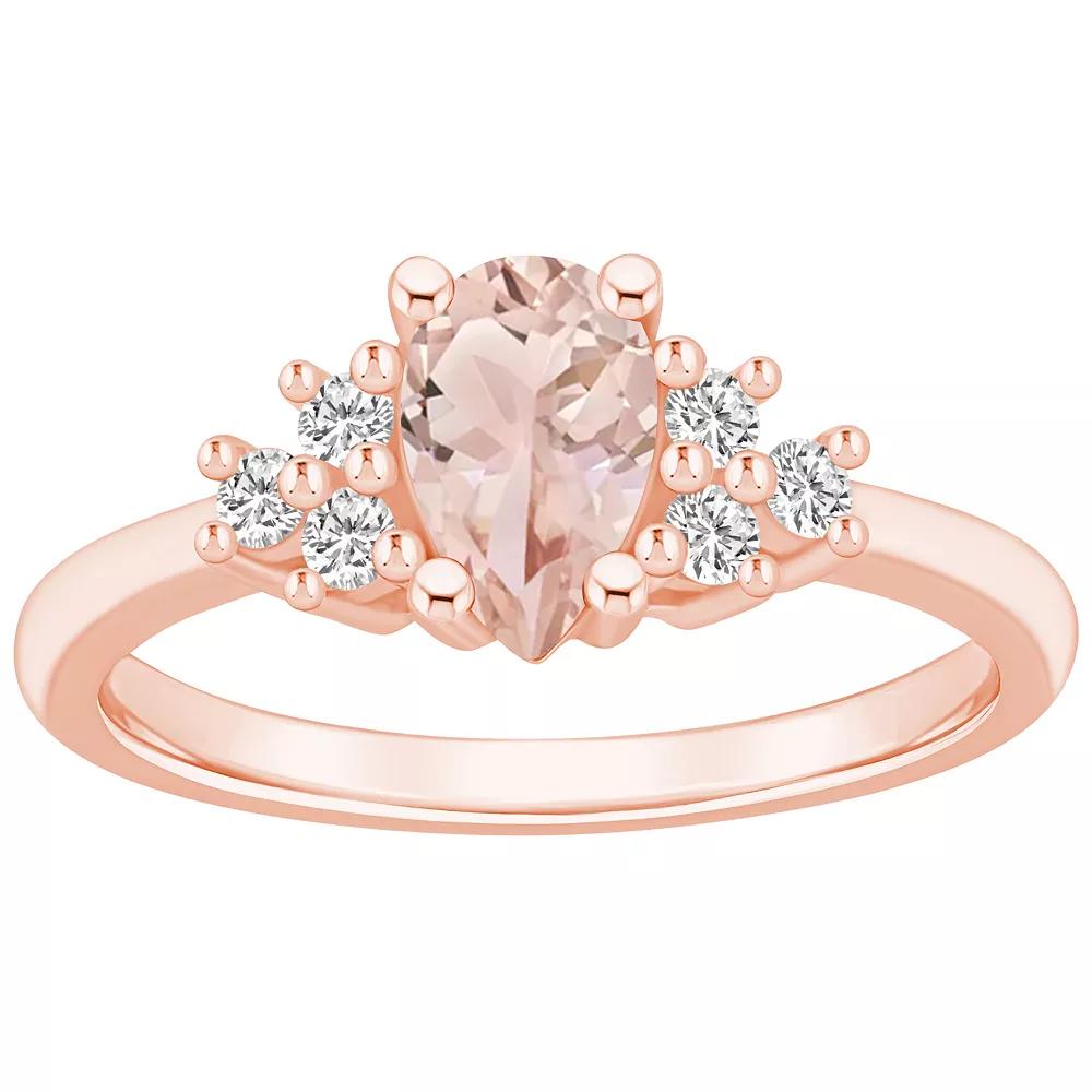 Alyson Layne 14k White Gold Pear Shape Morganite & 1/5 Carat T.W. Diamond Ring, Women's Product Image