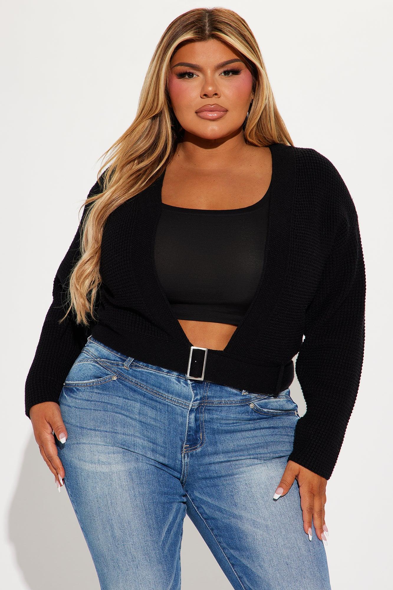 Falling In Love Surplice Sweater - Black Product Image