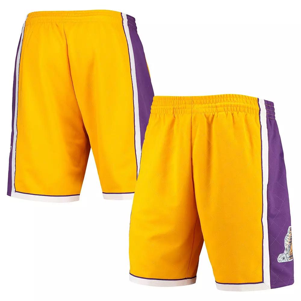 Men's Mitchell & Ness Gold Los Angeles Lakers 2009 Hardwood Classics 75th Anniversary Swingman Shorts,  Product Image