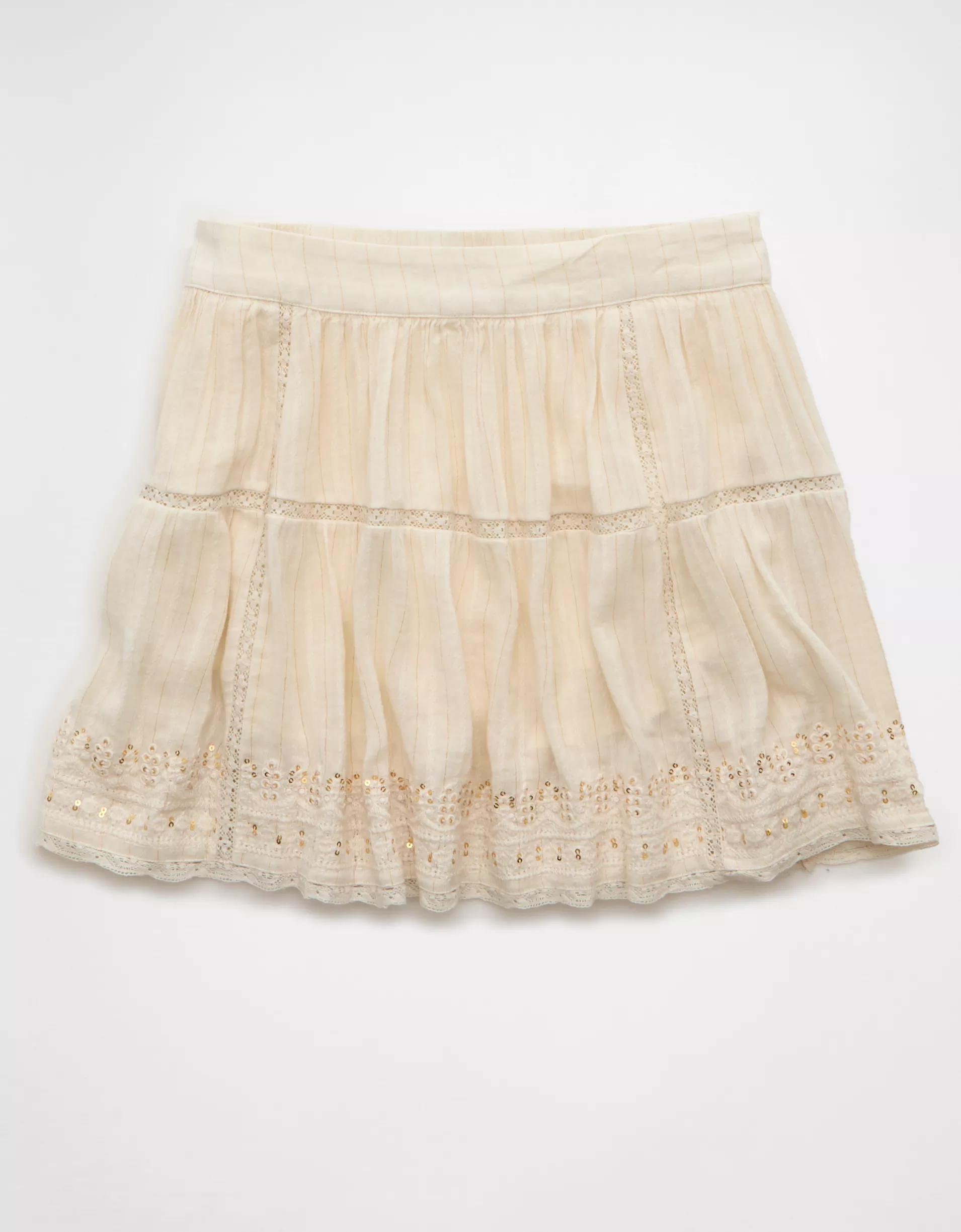 AE High-Waisted Lace Mini Skirt Product Image