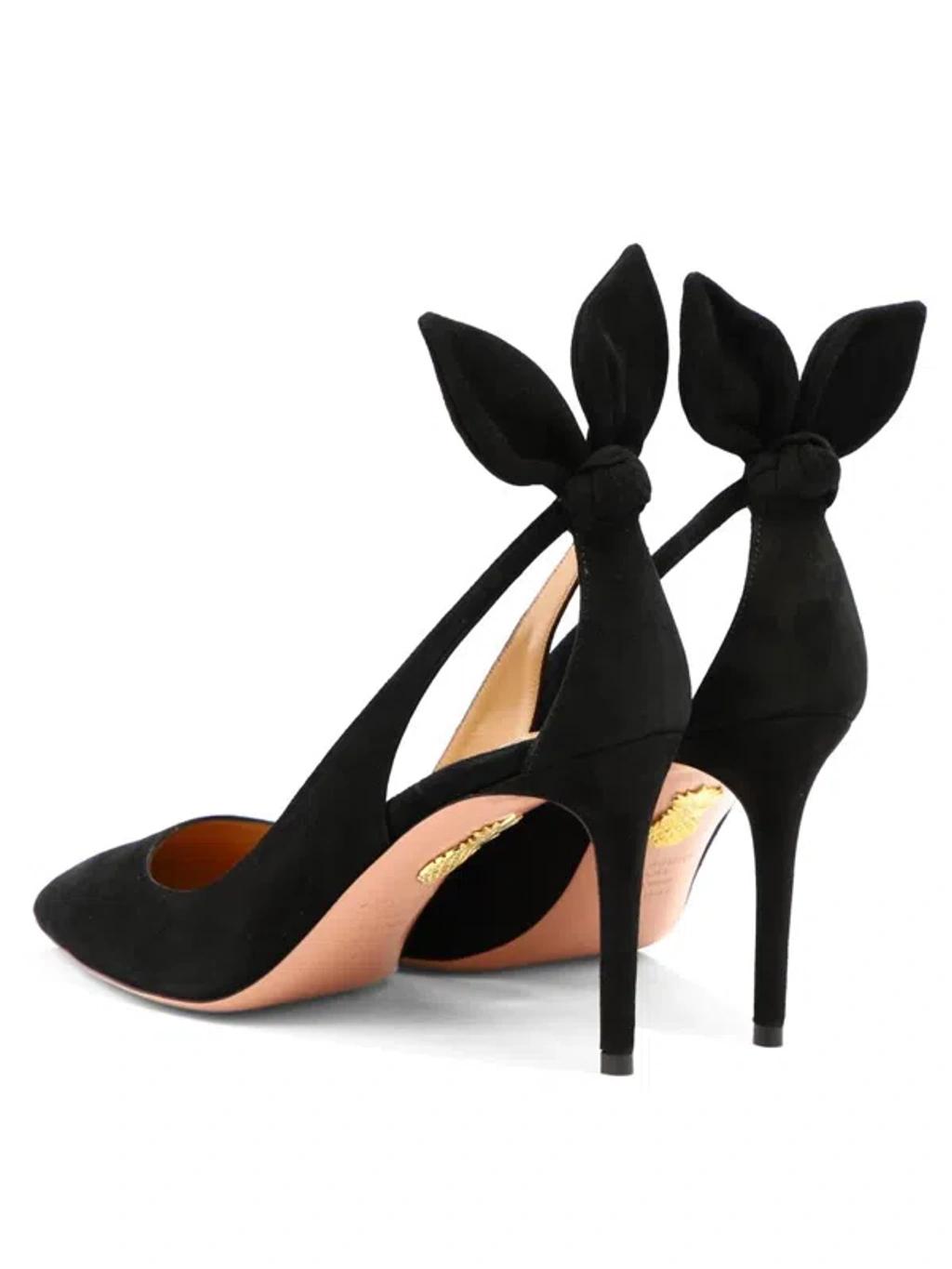 AQUAZZURA Bow Tie 85 Suede Pumps In Black Product Image