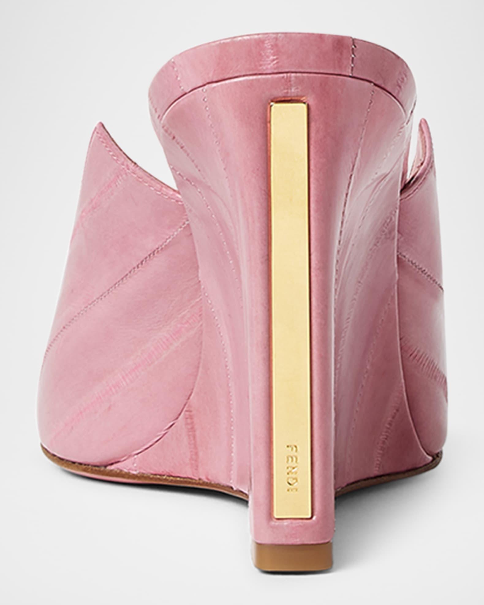 Eel Leather Peep-Toe Mules Product Image