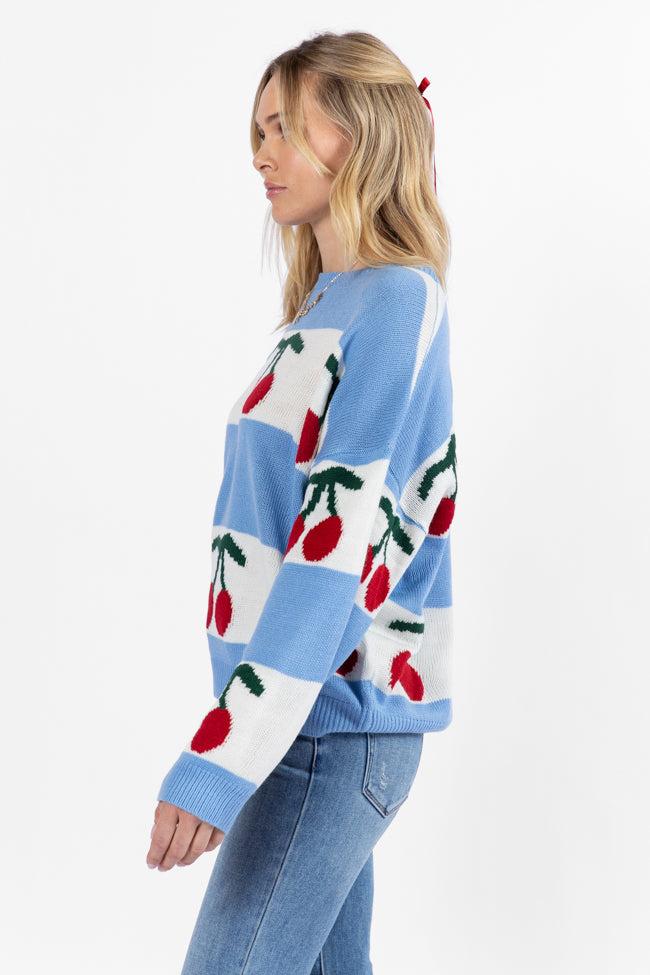The Cherry On Top Blue Sweater FINAL SALE Product Image