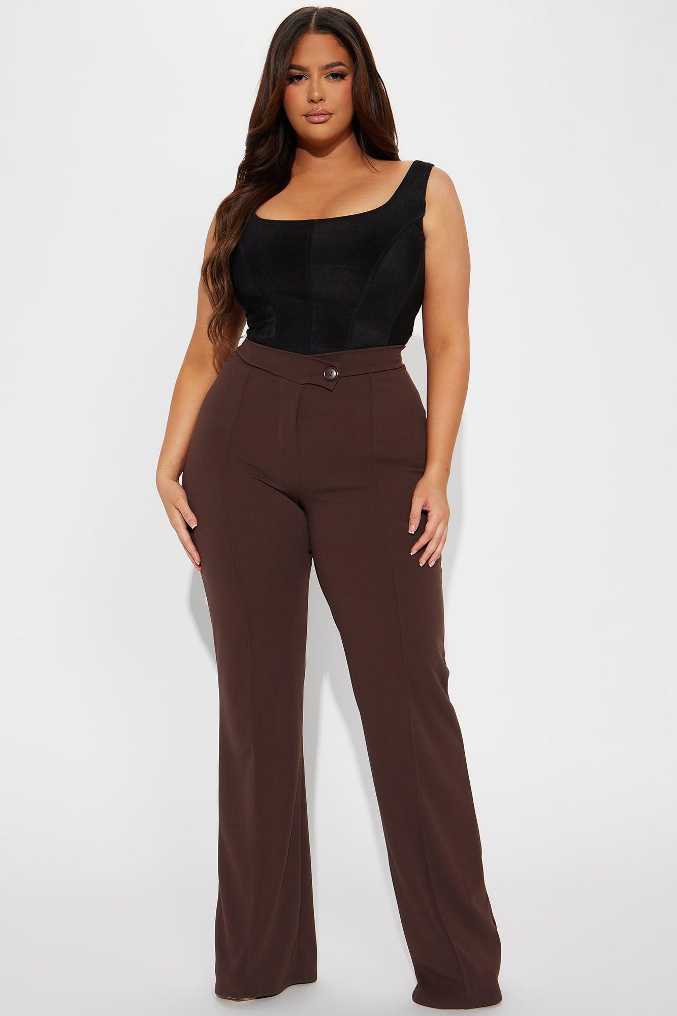 Tall Call It Even Wide Leg Dress Pants - Chocolate Product Image