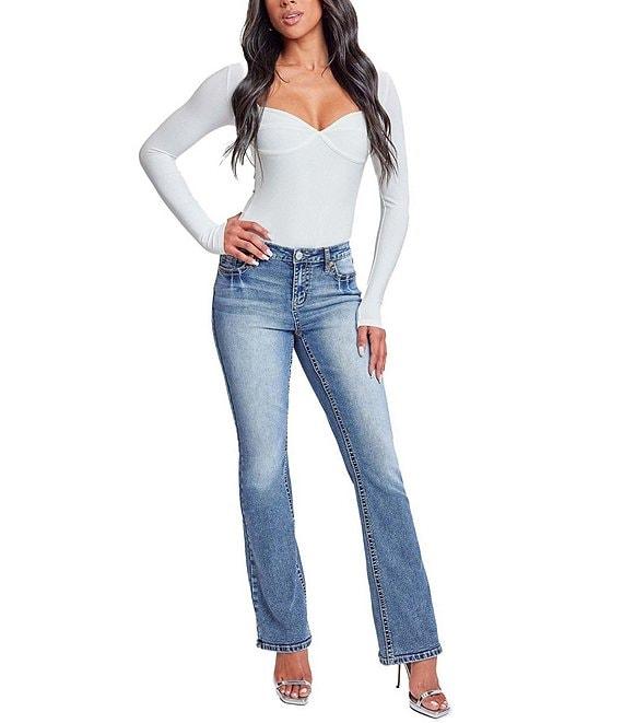 YMI Jeanswear Mid Rise Heavy Stitch Bootcut Jeans Product Image