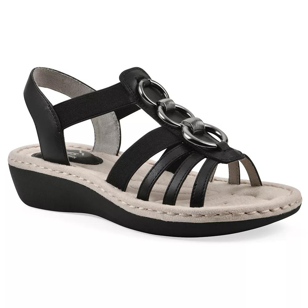 Cliffs by White Mountain Caselyn Women's Wedge Sandals, Size: 6 Medium, Black Nubuck Product Image