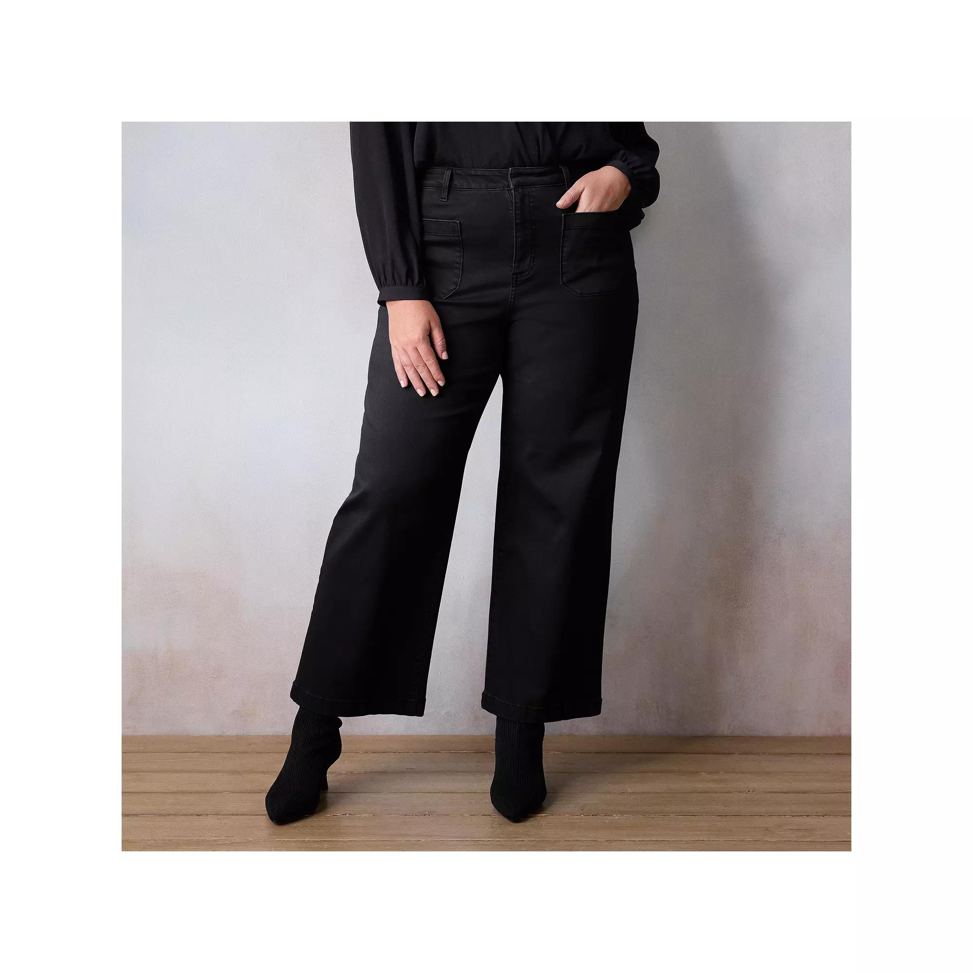 Plus Size LC Lauren Conrad Super High Rise Plus Denim Trousers, Women's, Size: 20 Tall, Black Rinse Product Image