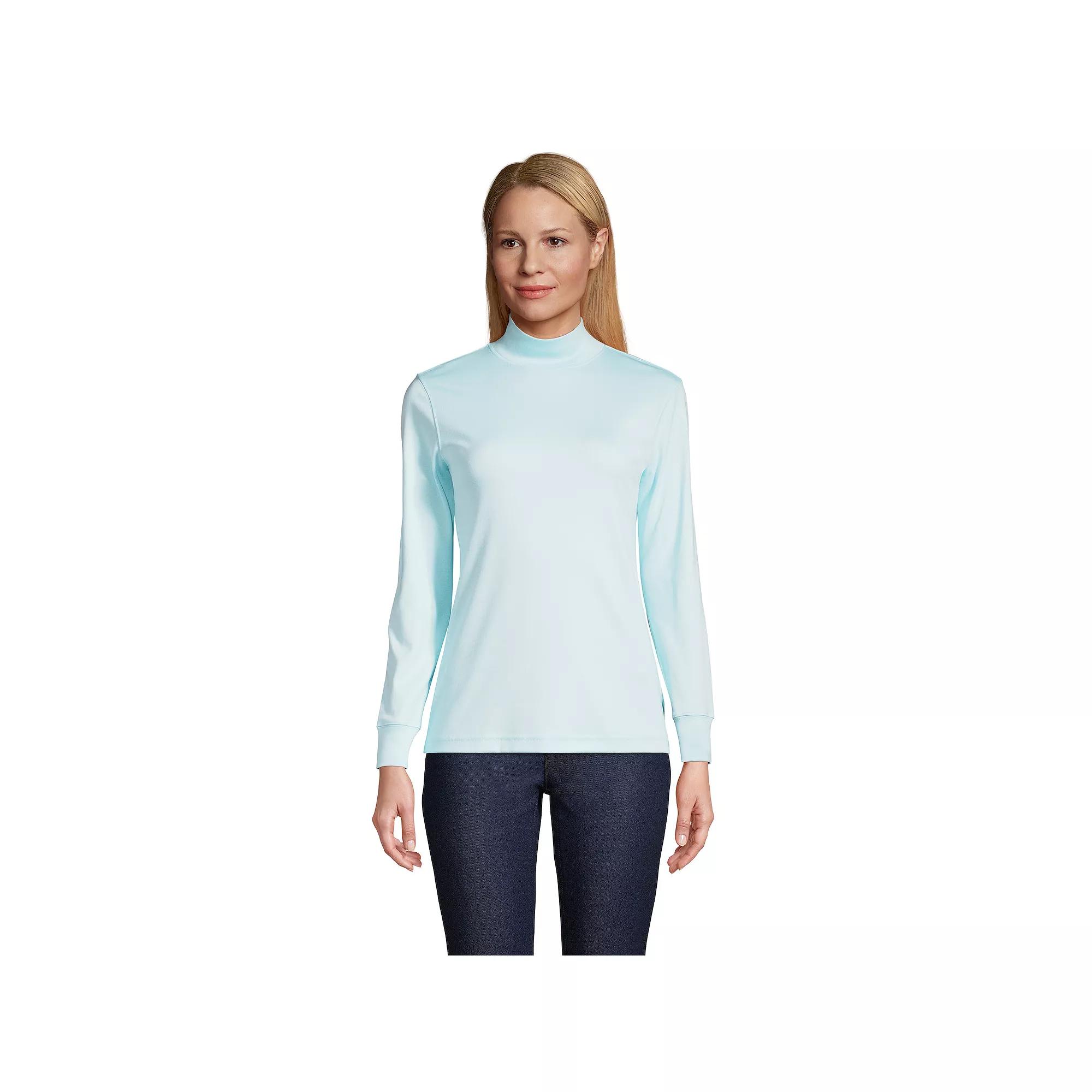 Women's Lands' End Long Sleeve Supima Mockneck Top,  Product Image