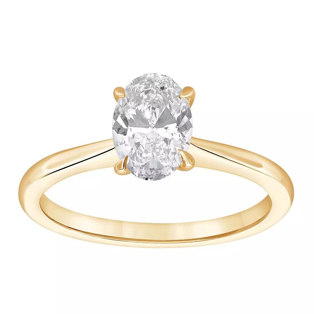 Diamond Brilliance 14k Gold 1 Carat T.W. Lab-Grown Diamond Oval Solitaire Engagement Ring, Women's, Size: 9 Product Image