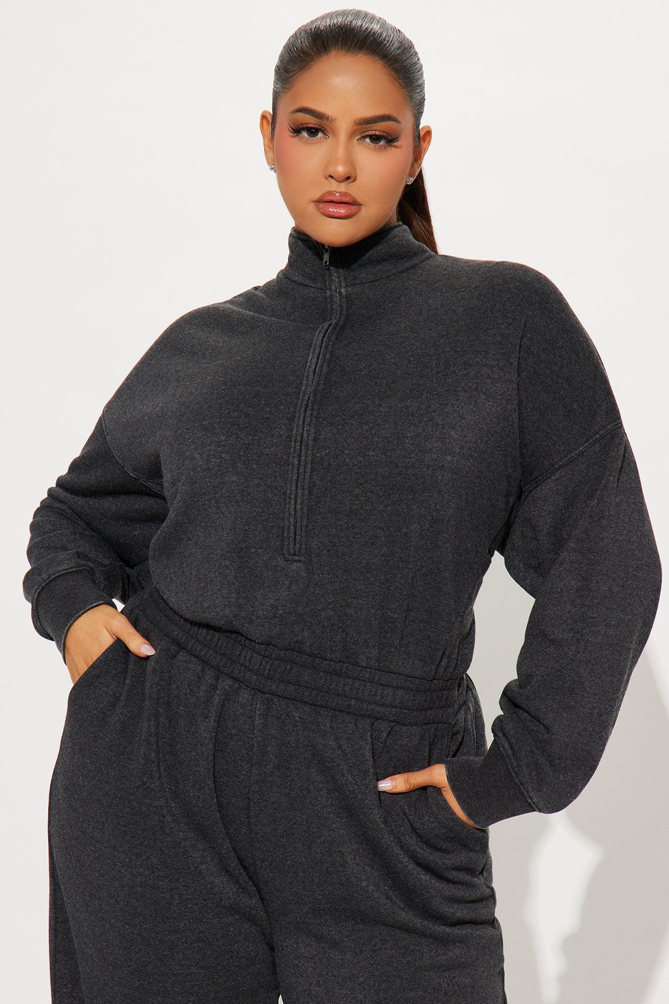 Build You Up French Terry Jumpsuit - Black Product Image