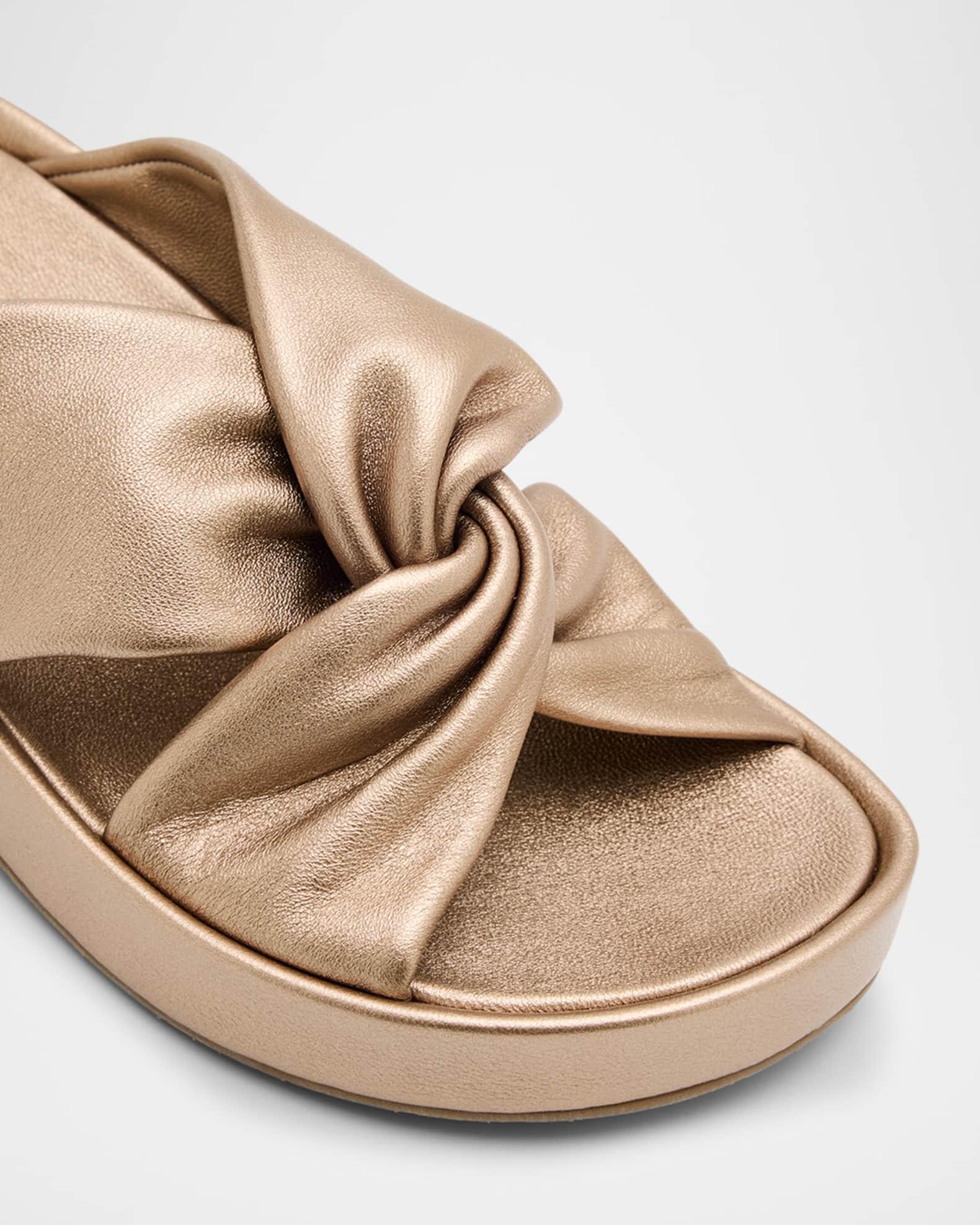 Twisted Metallic Leather Flatform Sandals Product Image